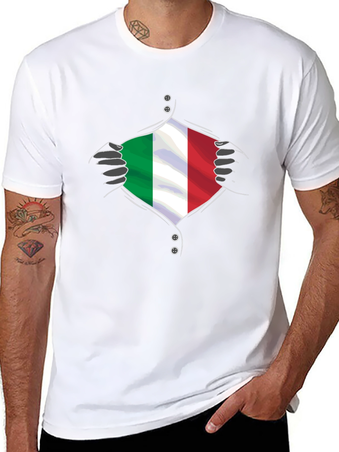 Camiseta Negra con Diseño Bandera Italiana