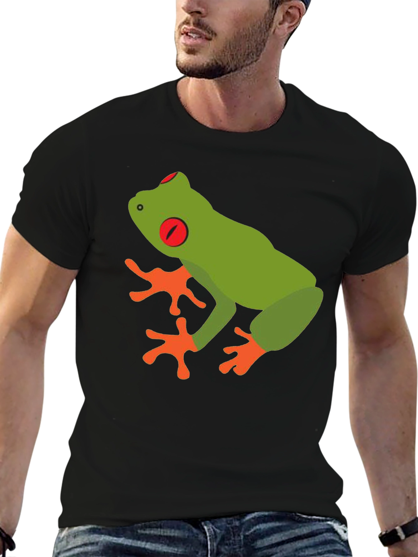 Camiseta Negra con Diseño de Rana Arborícola