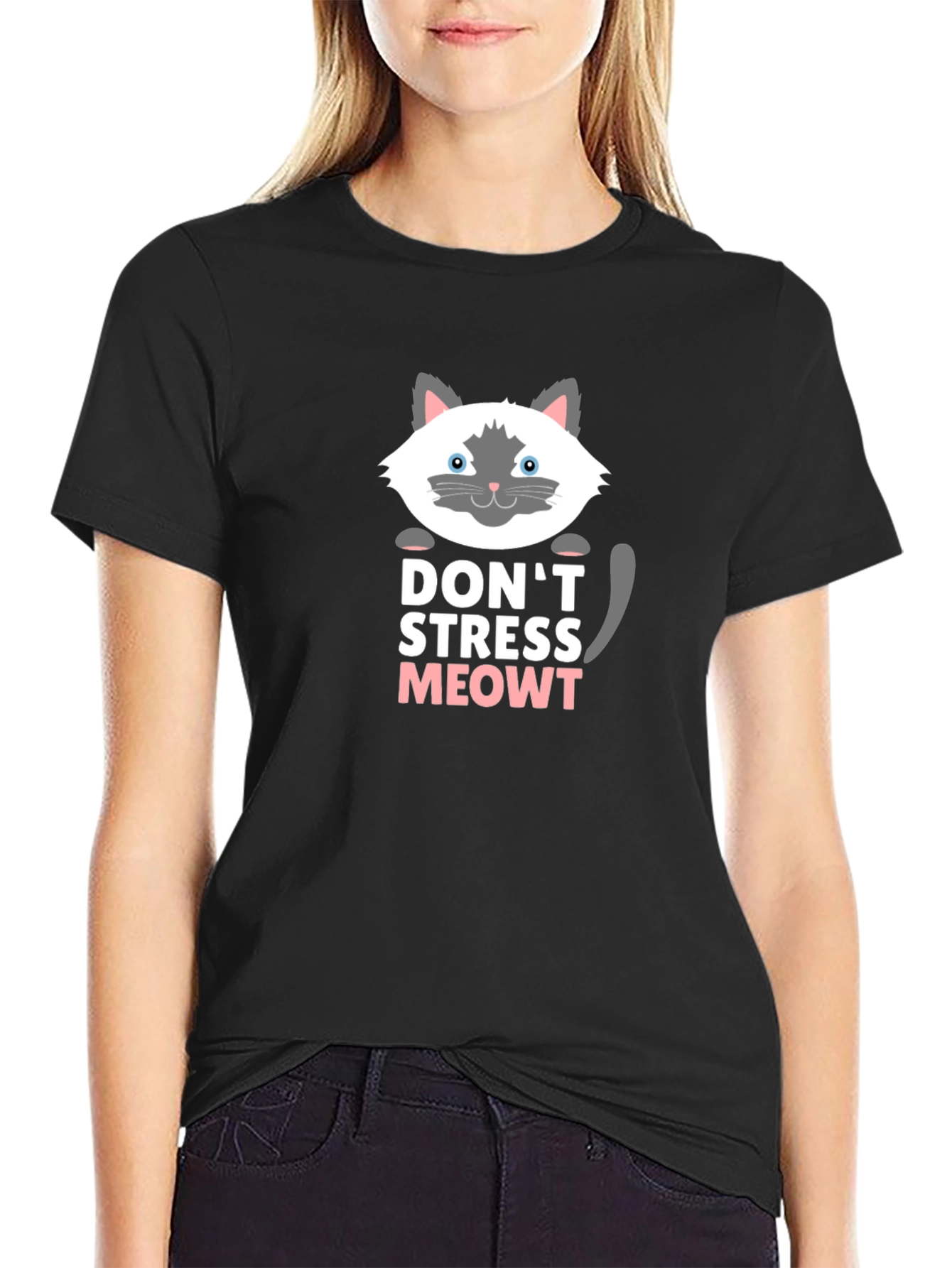 Camiseta Negra Dont Stress Meowt
