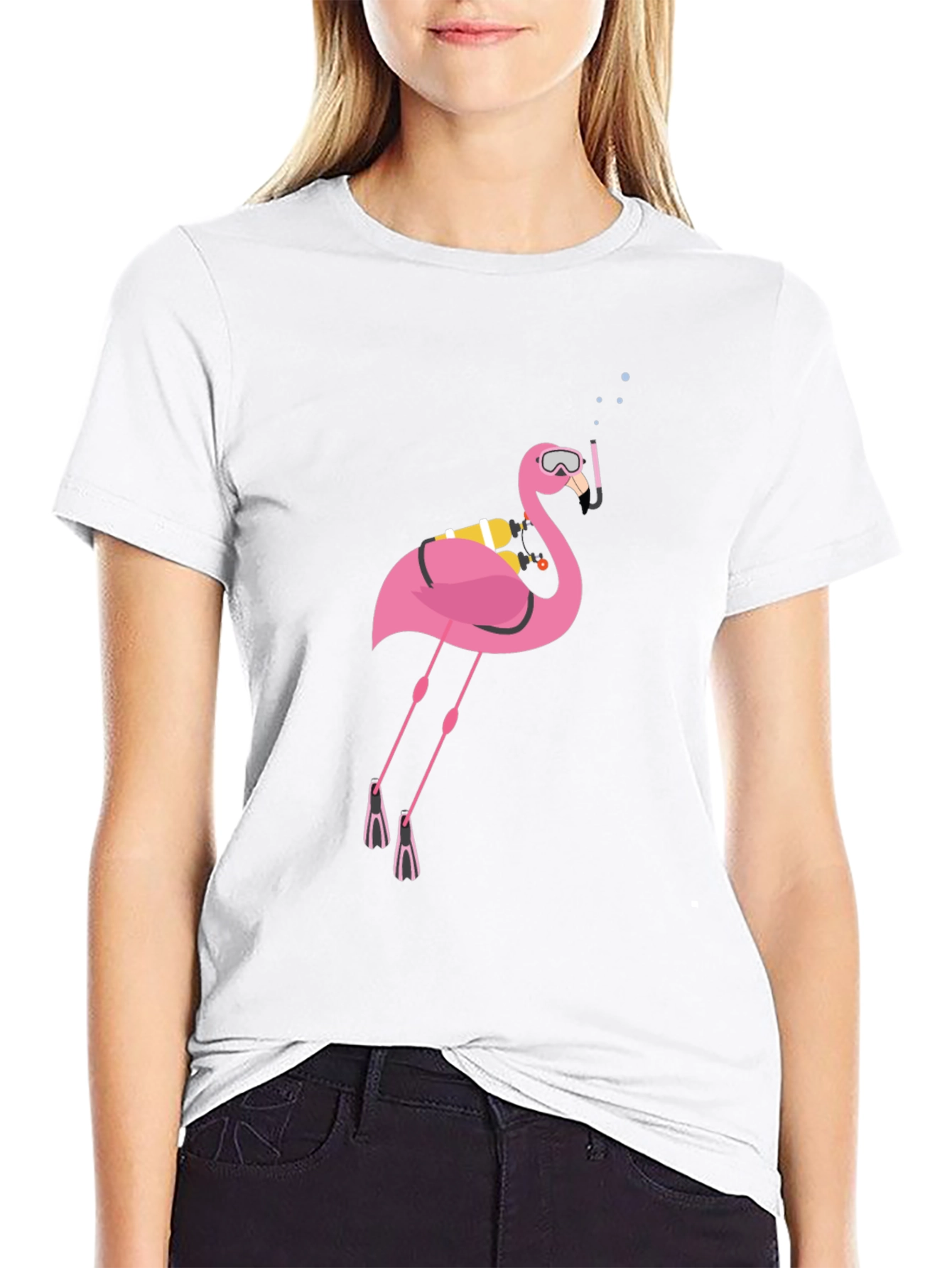 Camiseta Negra con Flamenco Buceador