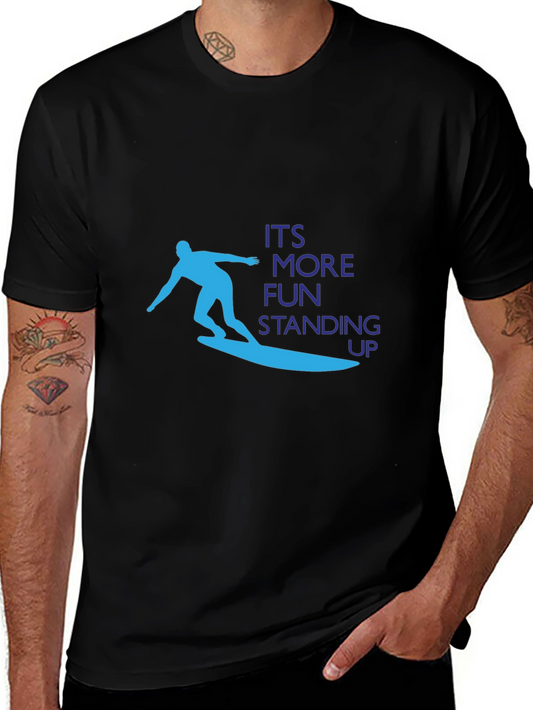 Camiseta Negra con Diseño de Surf - Más Diversión de Pie