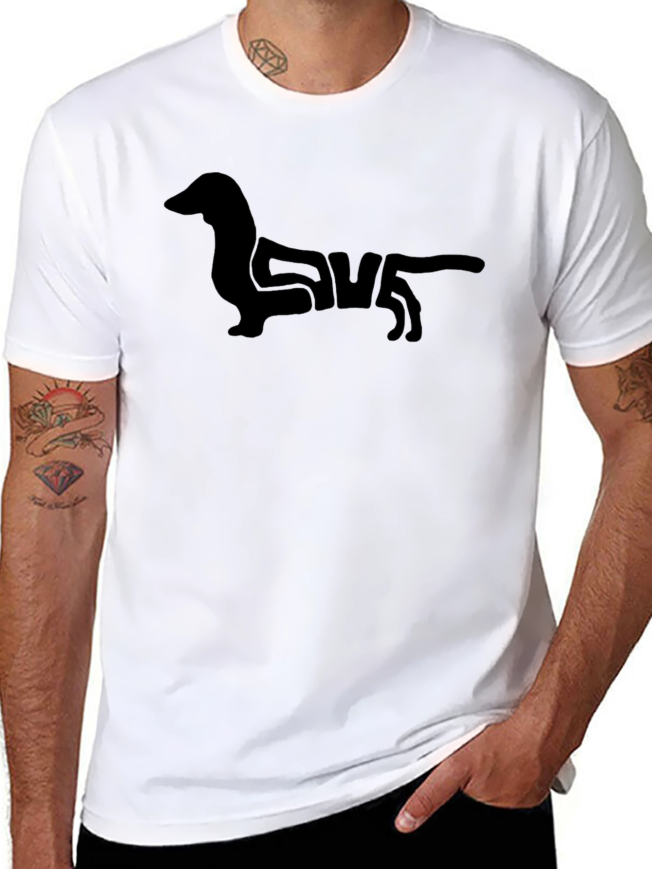 Camiseta Negra Diseño Perro Salchicha Original