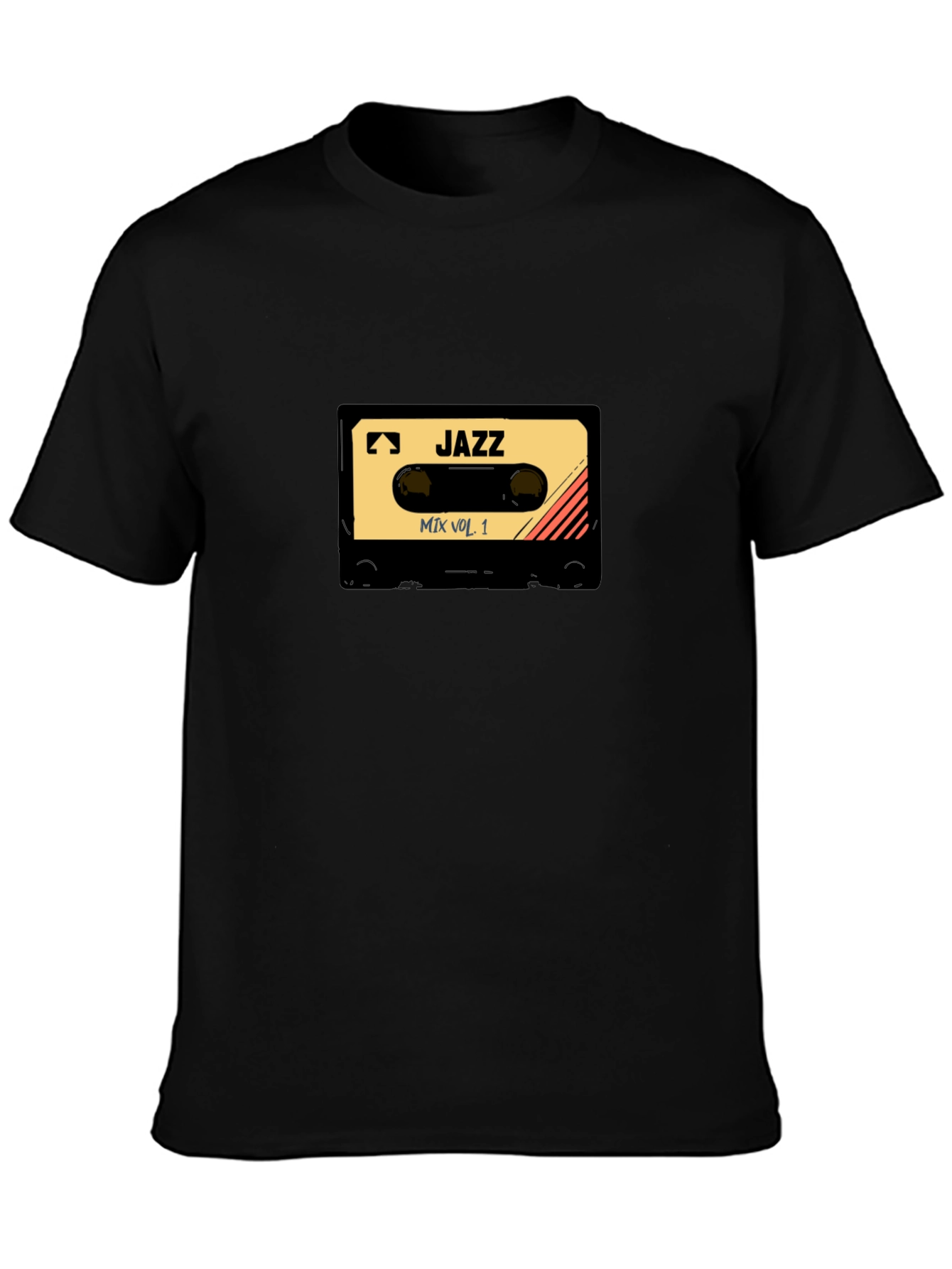 Camiseta Negra con Diseño de Cassette Jazz