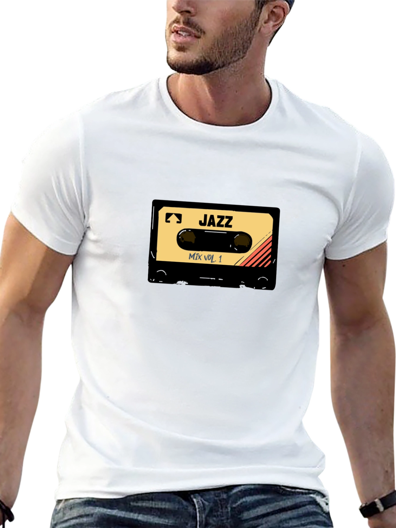 Camiseta Negra con Diseño de Cassette Jazz