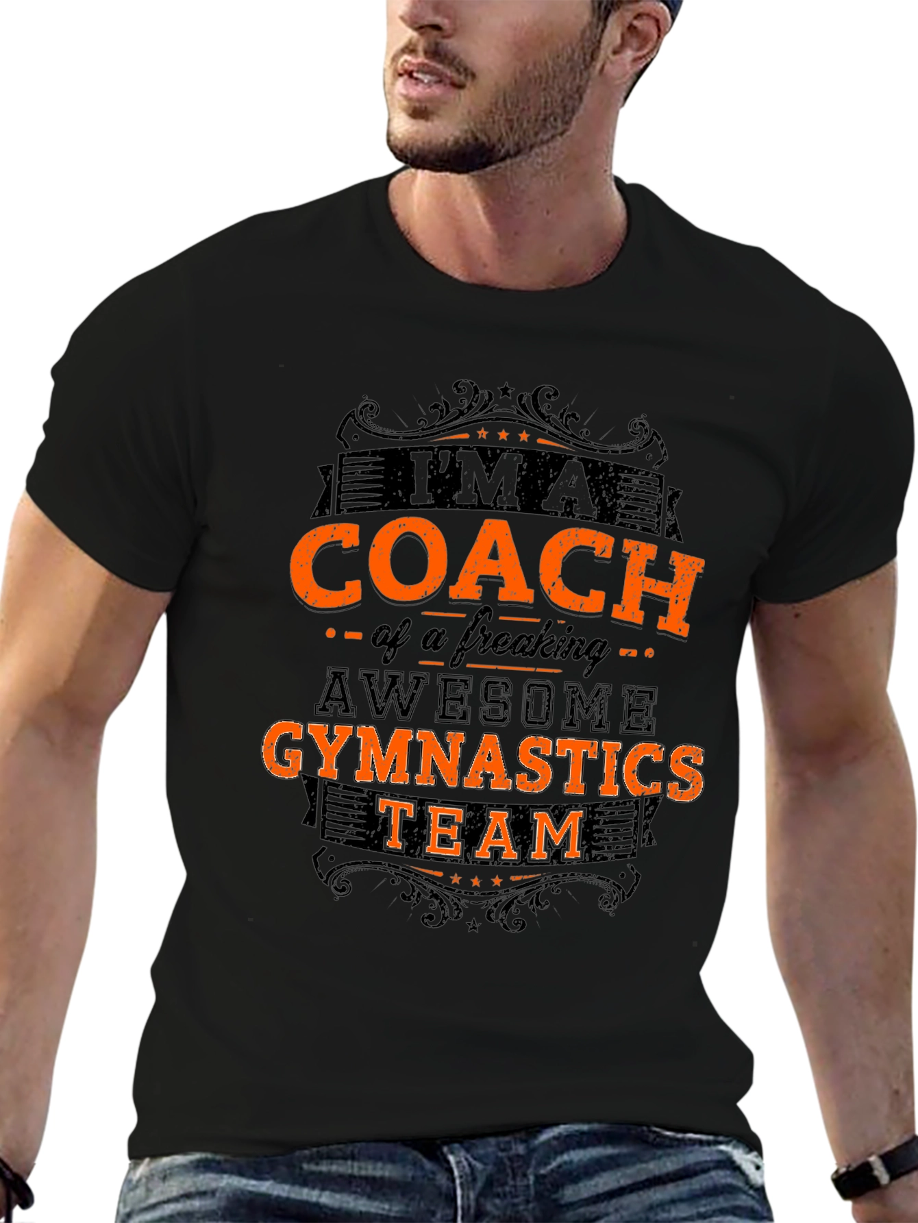 Camiseta Negra: Entrenador de Gimnasia Impresionante