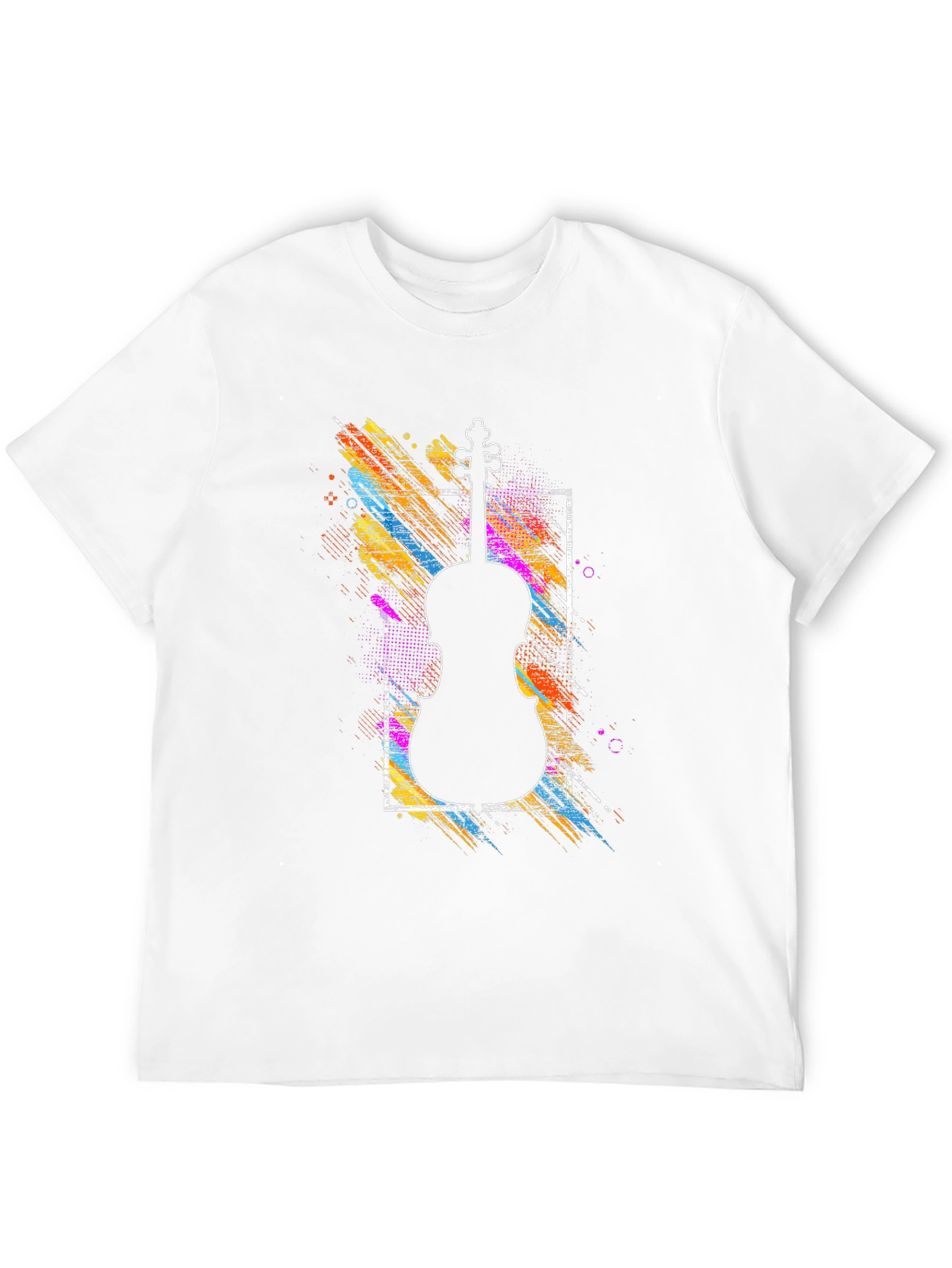 Camiseta Negra con Diseño de Violín Abstracto