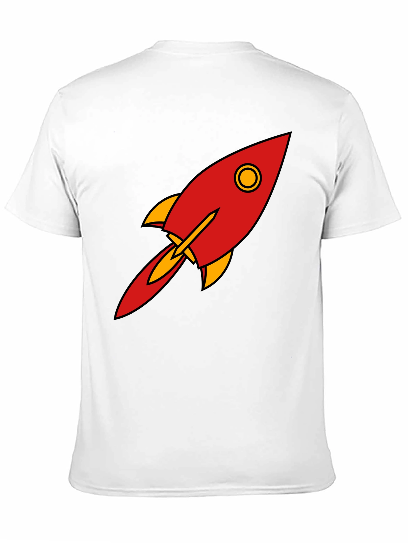 Camiseta Negra con Diseño de Cohete Retro