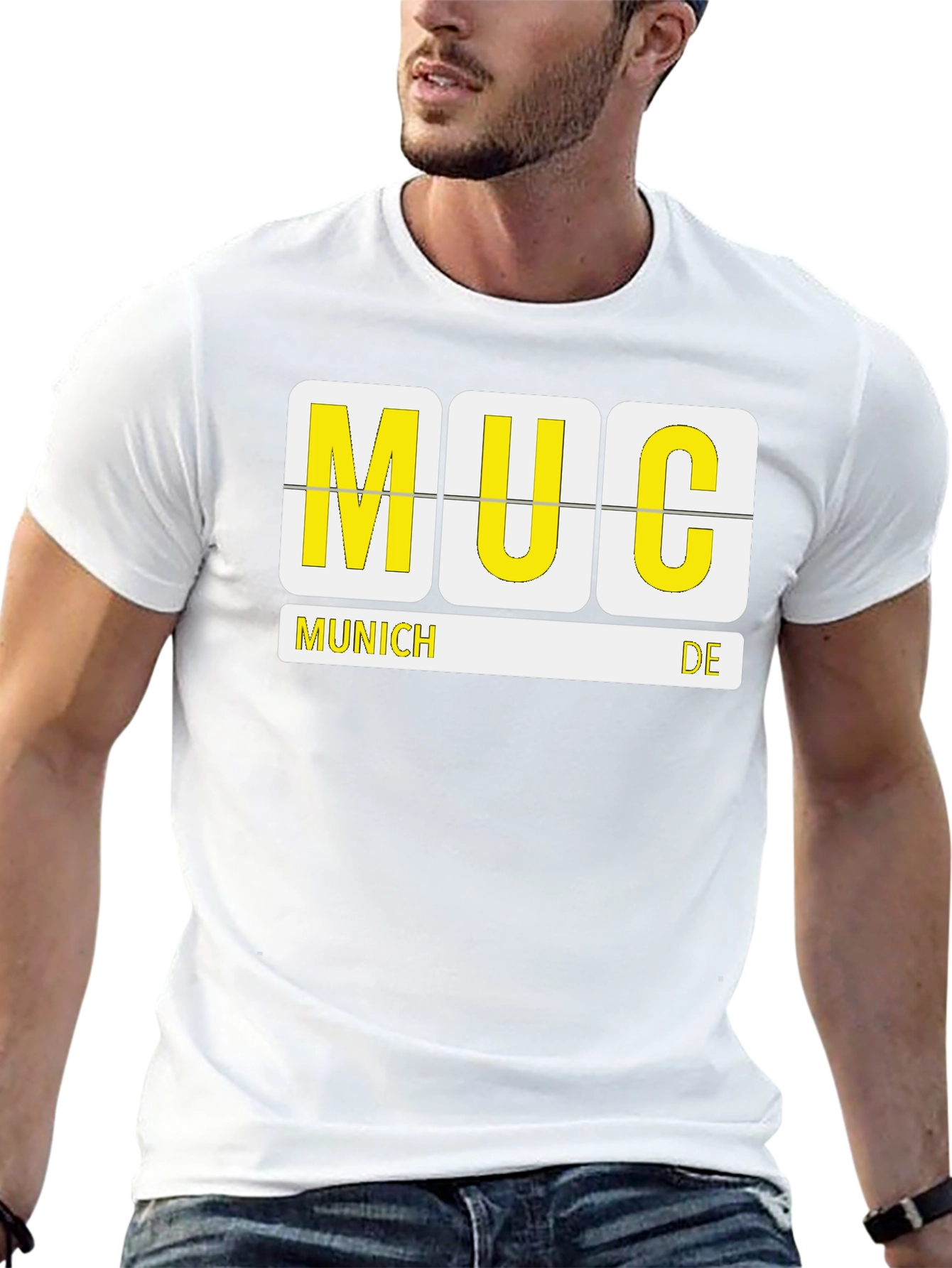 Camiseta Negra Munich MUC - Diseño Aeropuerto