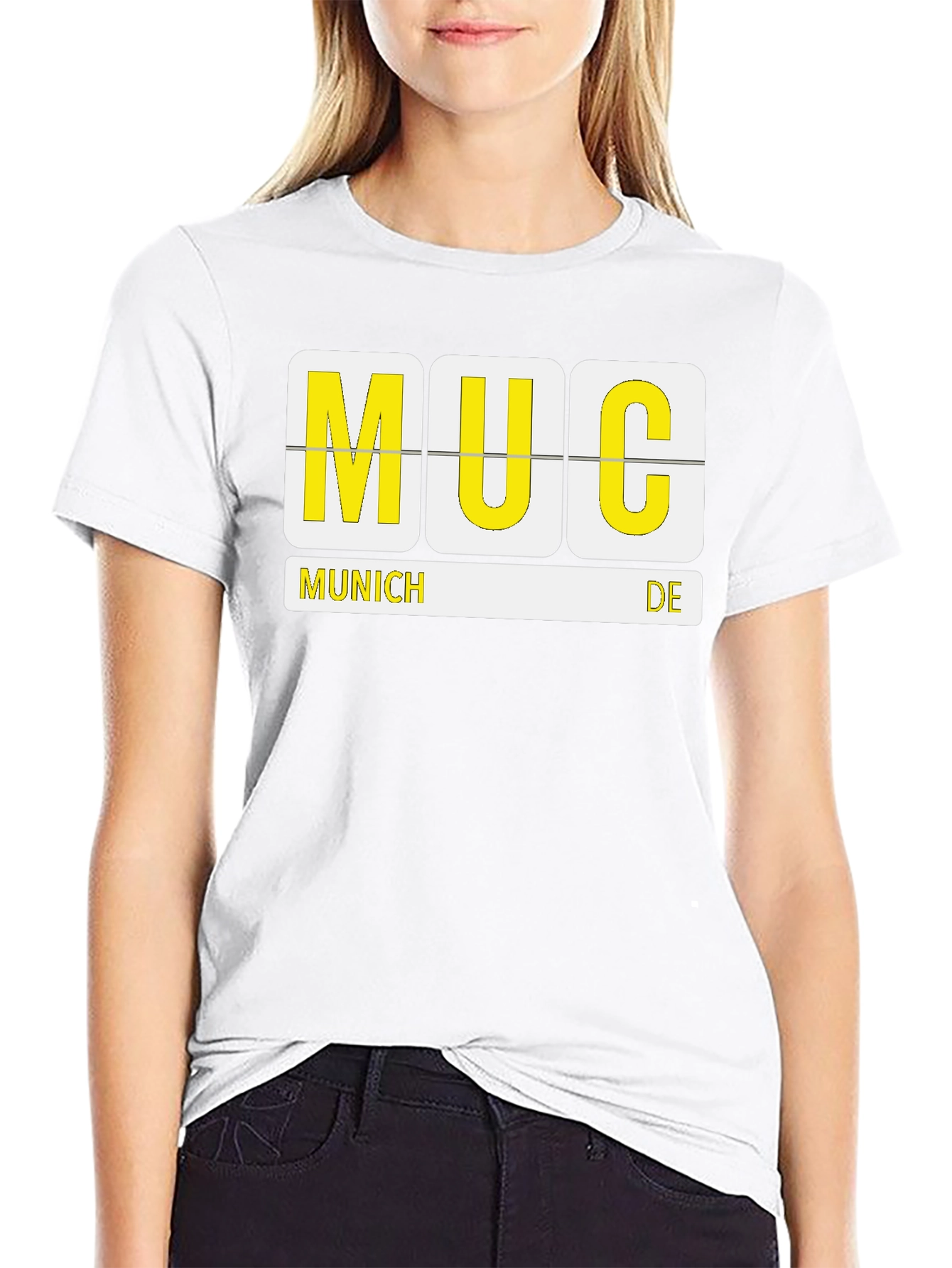 Camiseta Negra Munich MUC - Diseño Aeropuerto