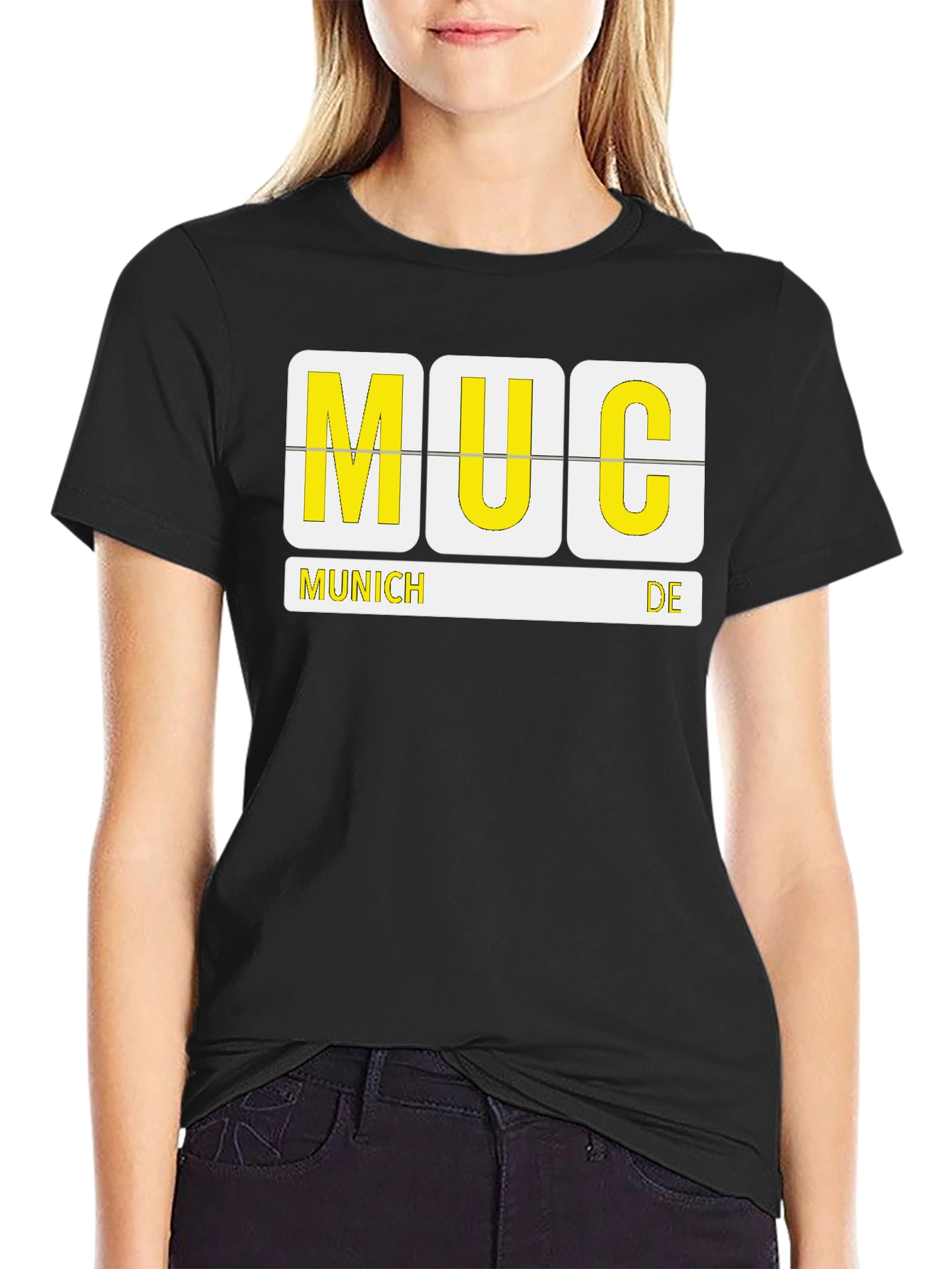 Camiseta Negra Munich MUC - Diseño Aeropuerto