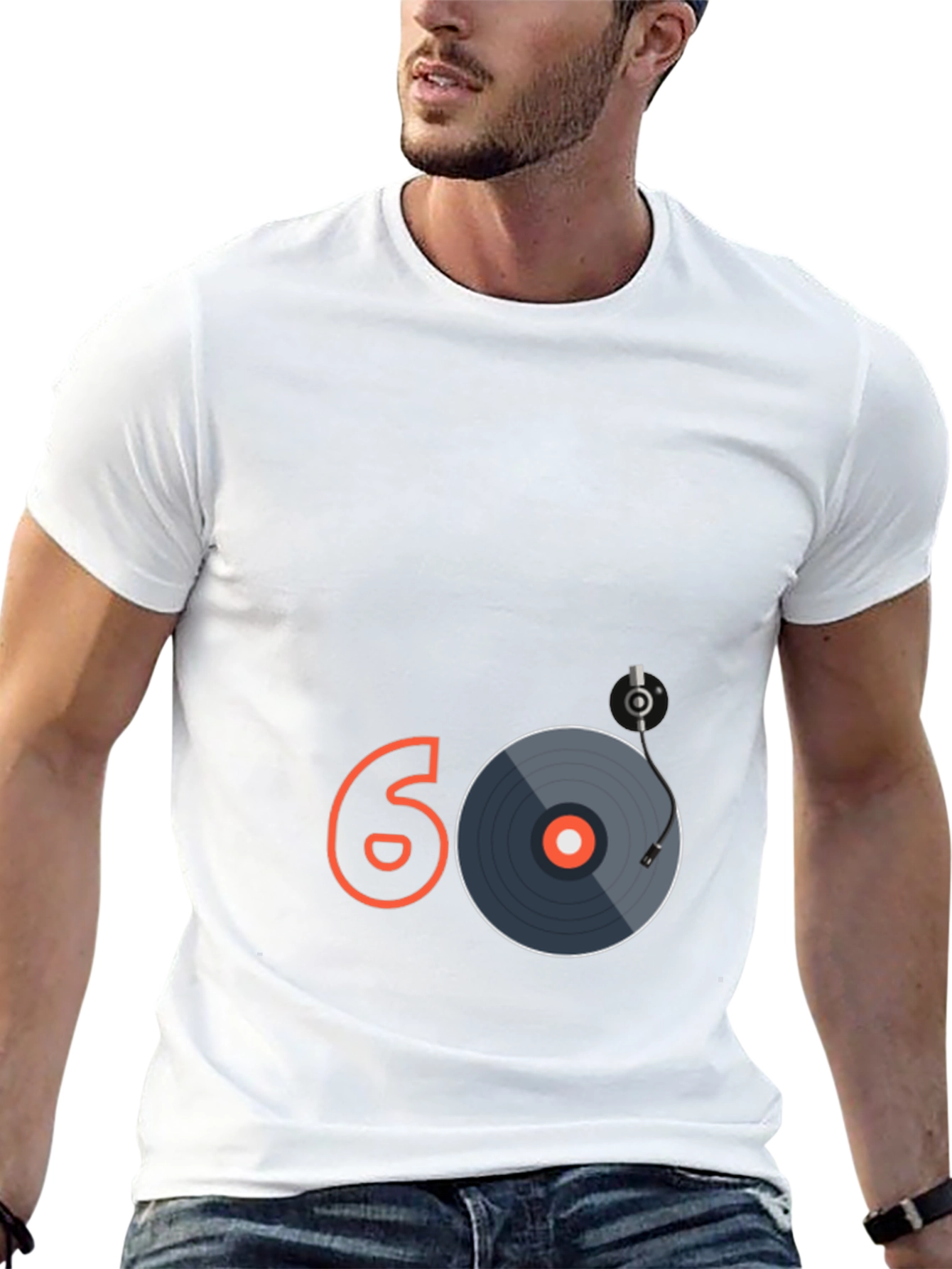 Camiseta Negra Diseño 60 Vinilo