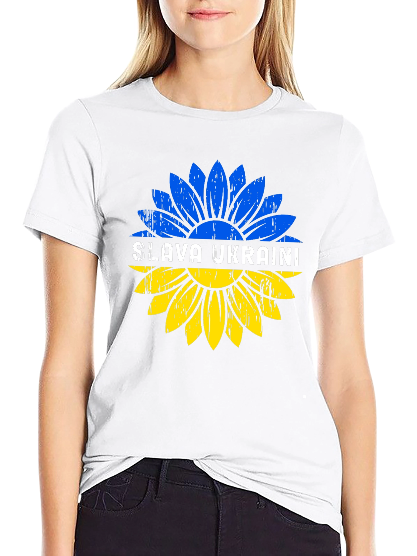 Camiseta Negra Slava Ukraini Girasol Ucraniano