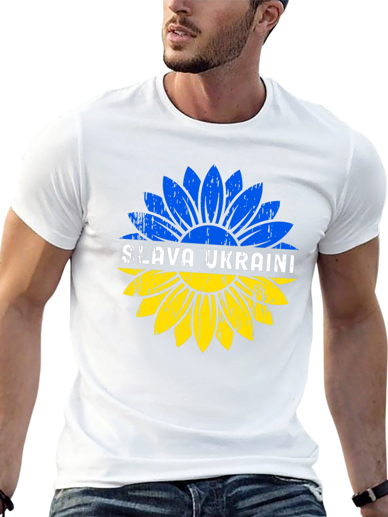 Camiseta Negra Slava Ukraini Girasol Ucraniano