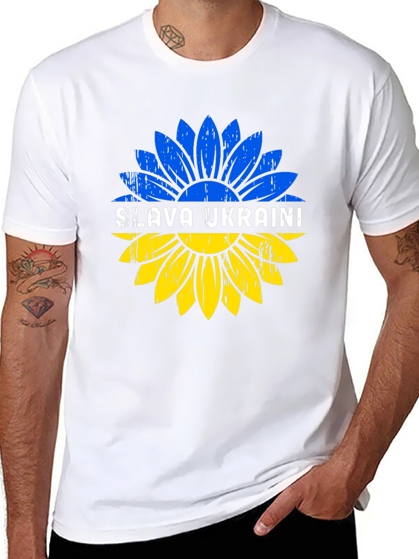 Camiseta Negra Slava Ukraini Girasol Ucraniano