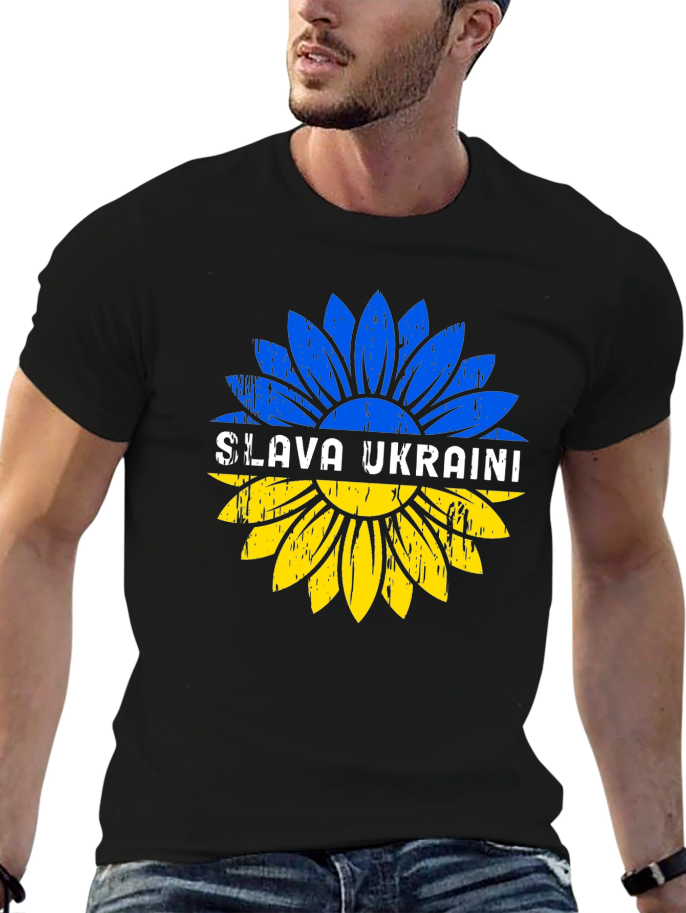Camiseta Negra Slava Ukraini Girasol Ucraniano