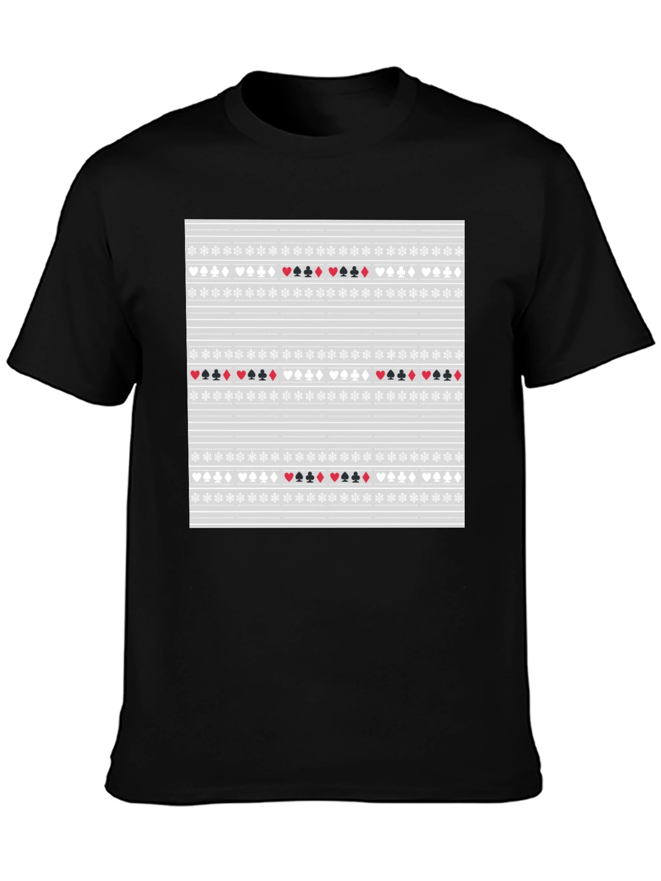 Camiseta Negra con Diseño de Cartas de Póker