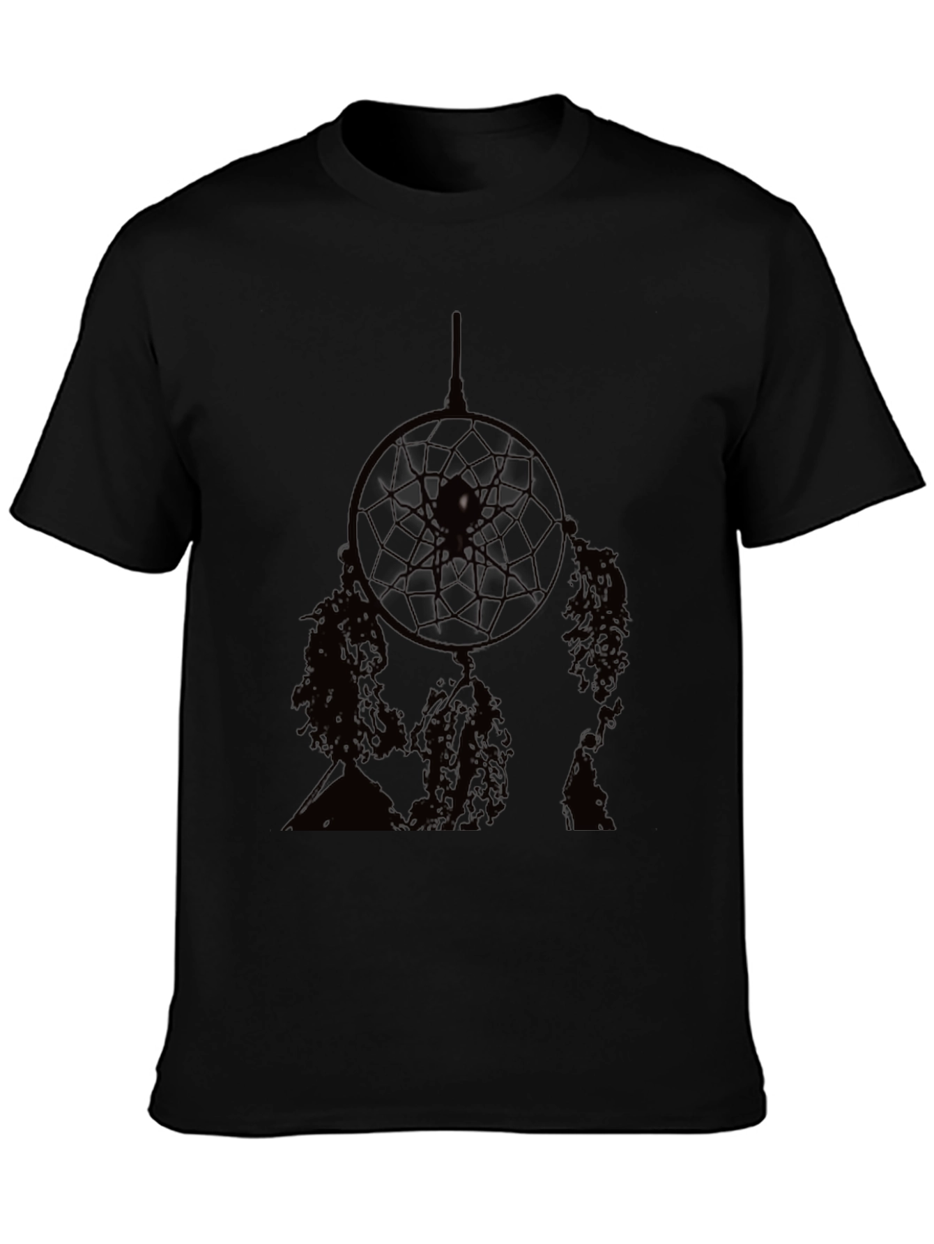 Camiseta Negra Hombre Diseño Atrapasueños Estilo Casual