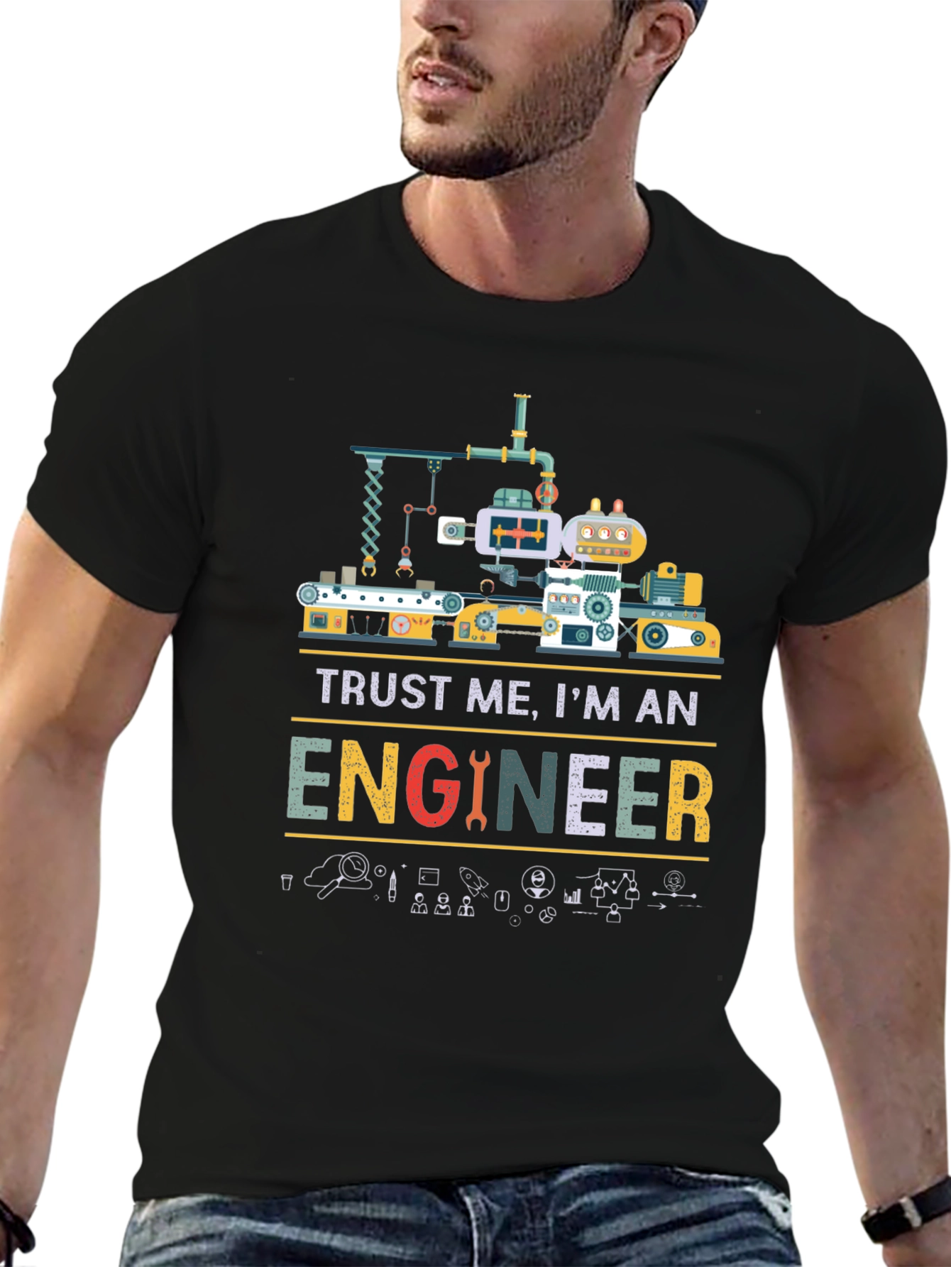 Camiseta Negra Trust Me Im An Engineer