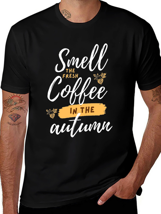 Camiseta Negra - Aroma a Café en Otoño