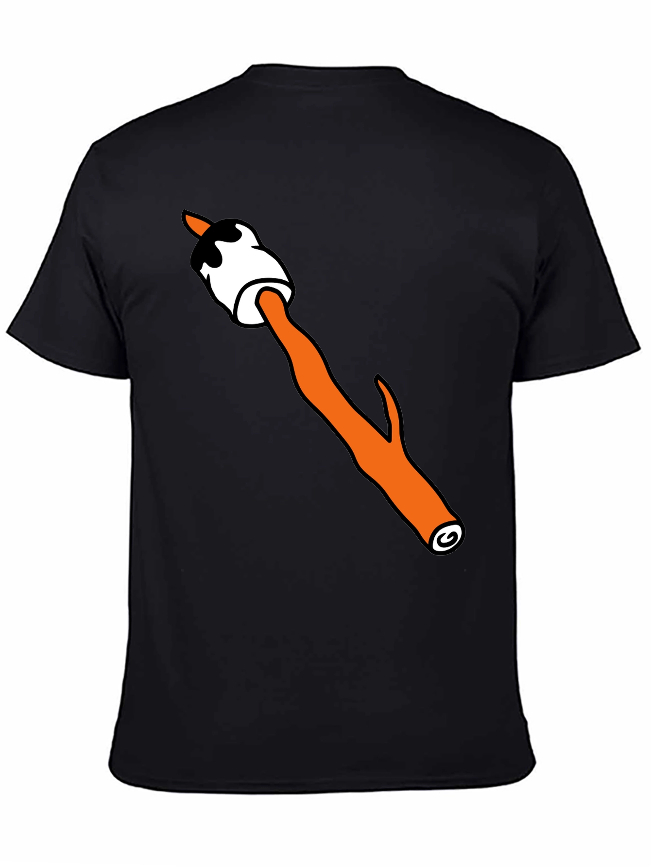Camiseta Negra con Diseño de Malvavisco Asado Divertido