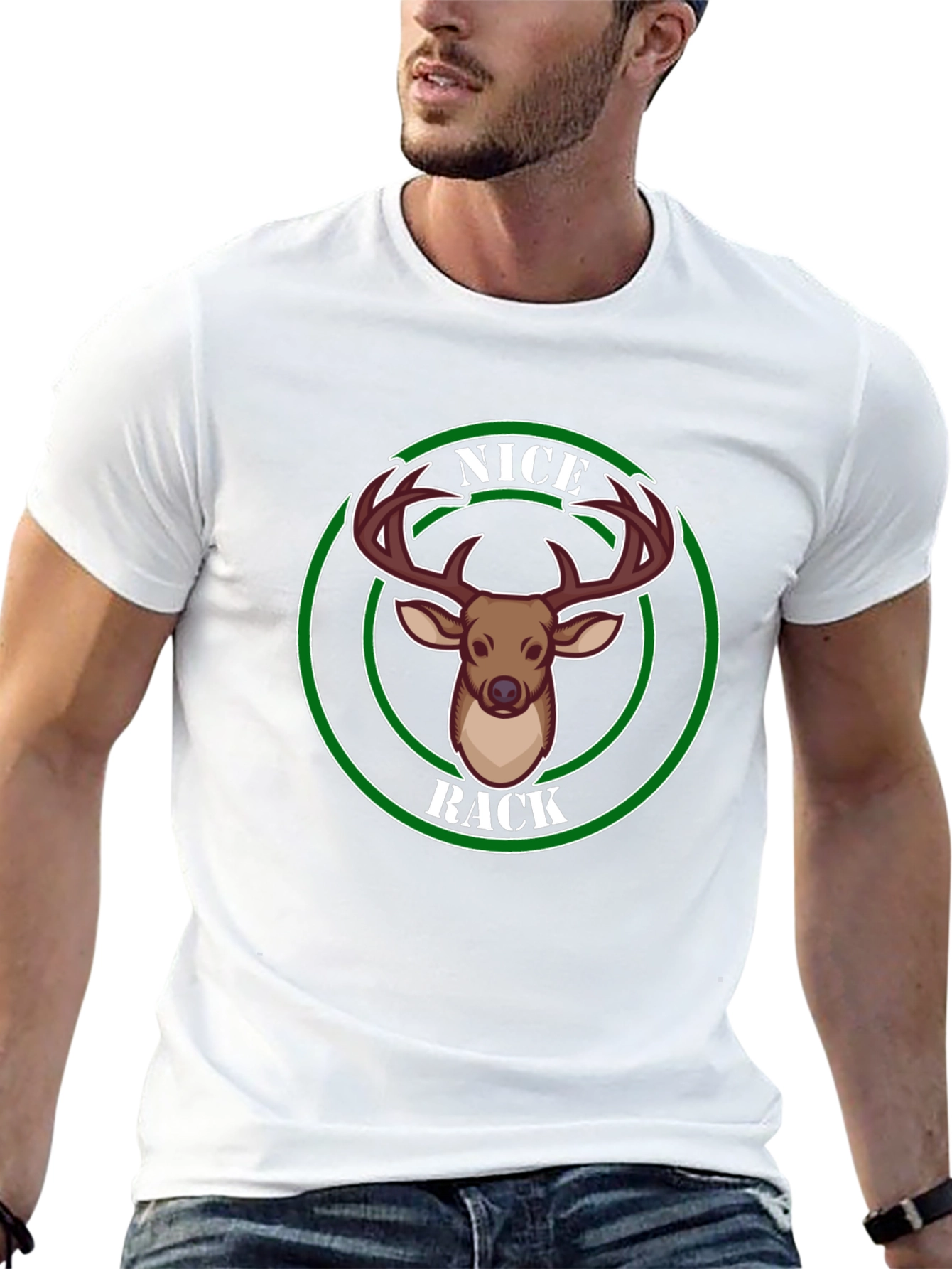 Camiseta Negra Nice Rack Ciervo Divertida Hombre