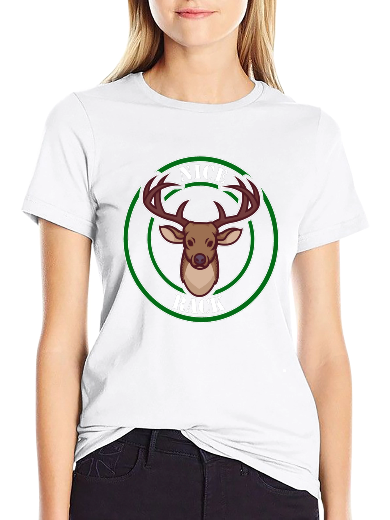 Camiseta Negra Nice Rack Ciervo Divertida Hombre