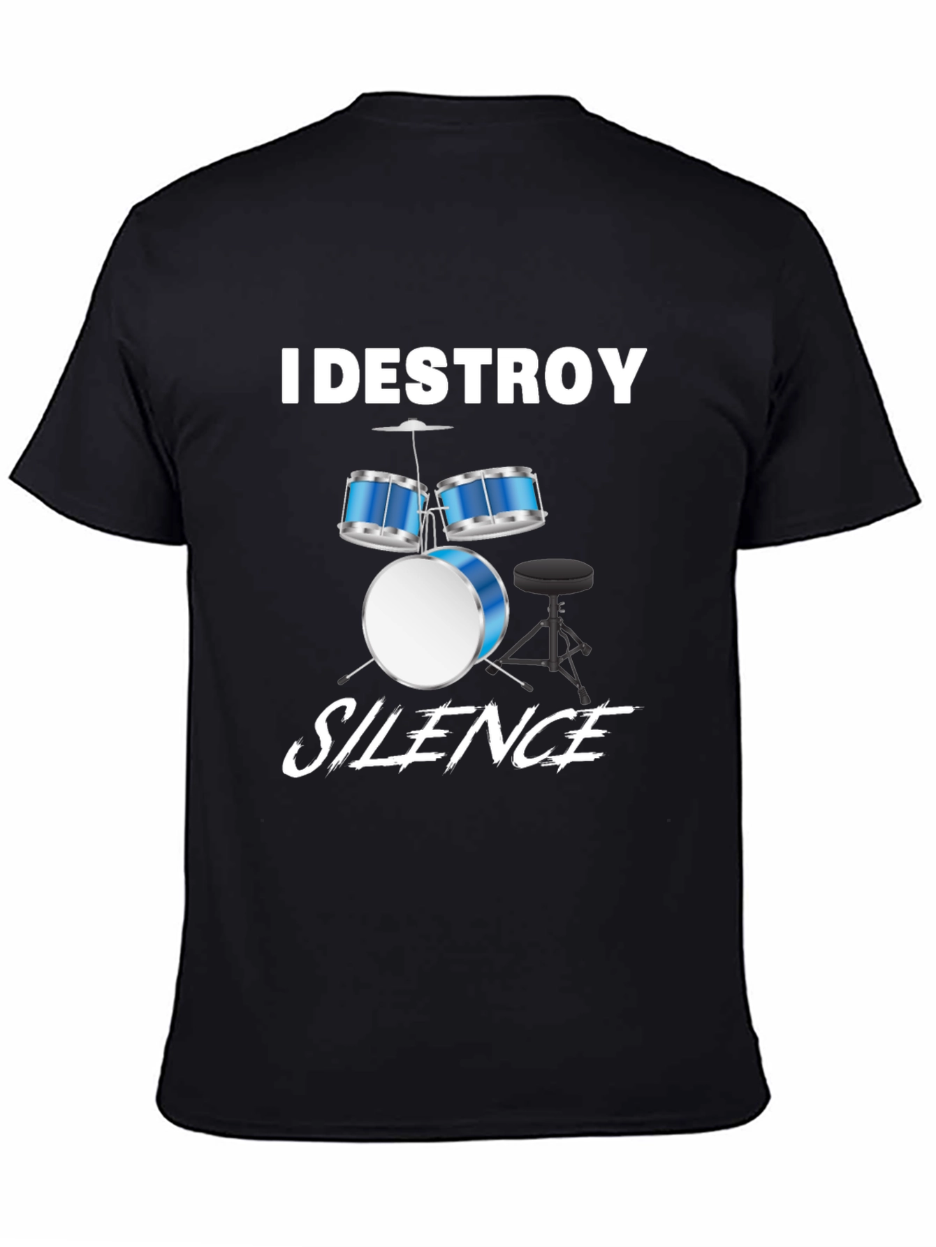 Camiseta Negra con Diseño de Batería Musical