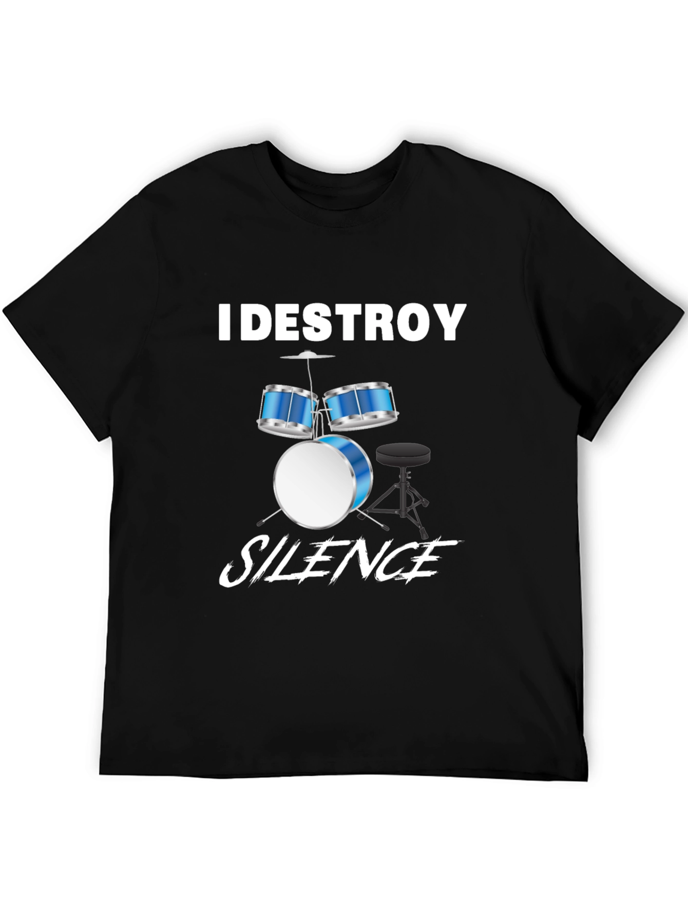 Camiseta Negra con Diseño de Batería Musical