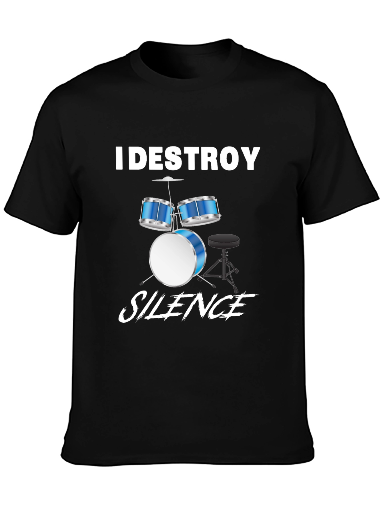 Camiseta Negra con Diseño de Batería Musical