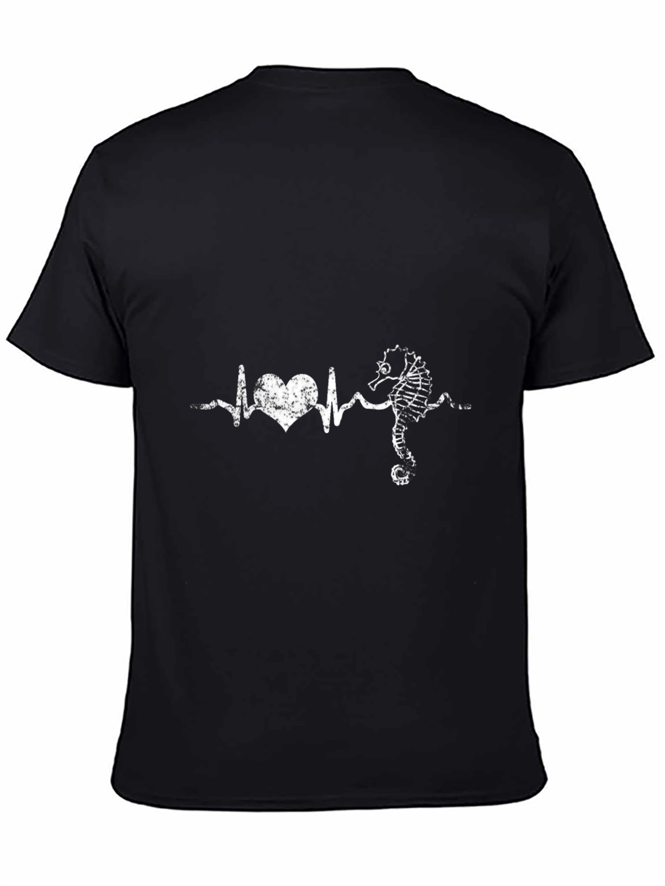 Camiseta Negra con Diseño de Latido Marino