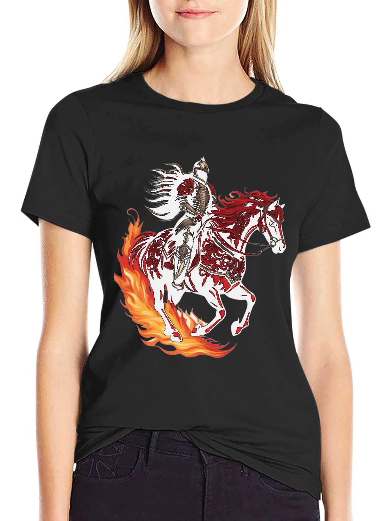 Camiseta Negra Caballero Fuego