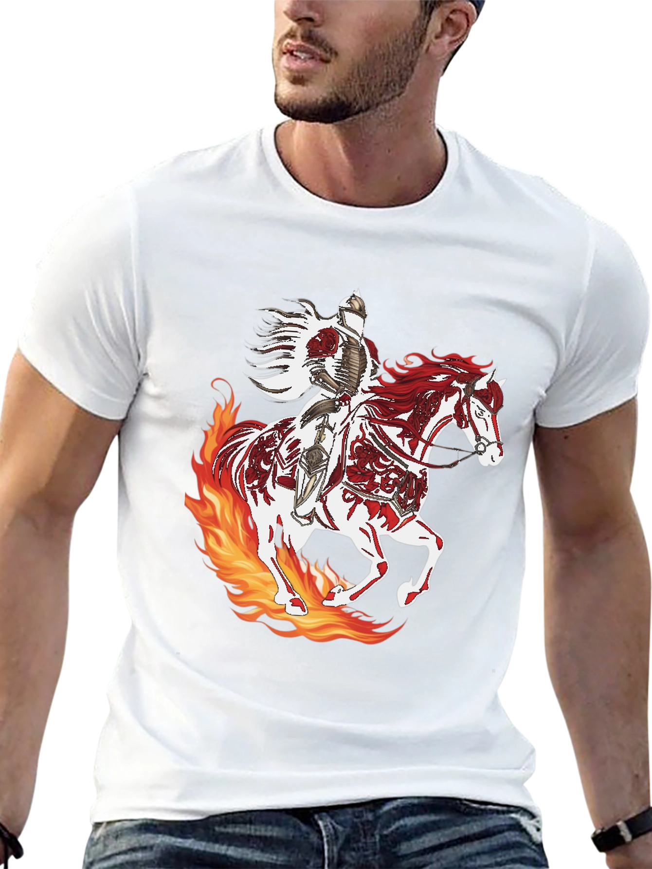 Camiseta Negra Caballero Fuego