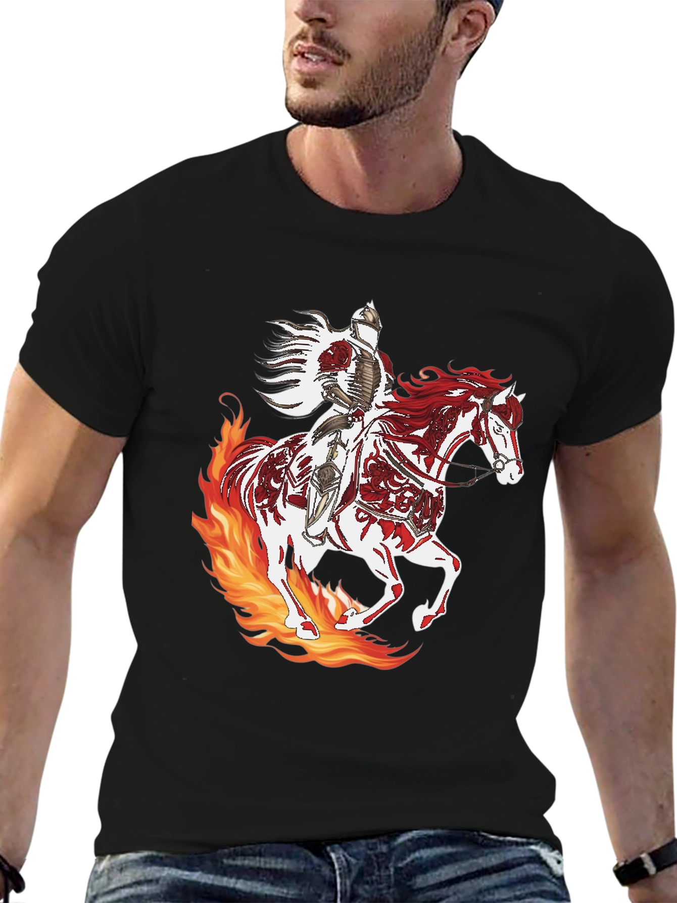 Camiseta Negra Caballero Fuego