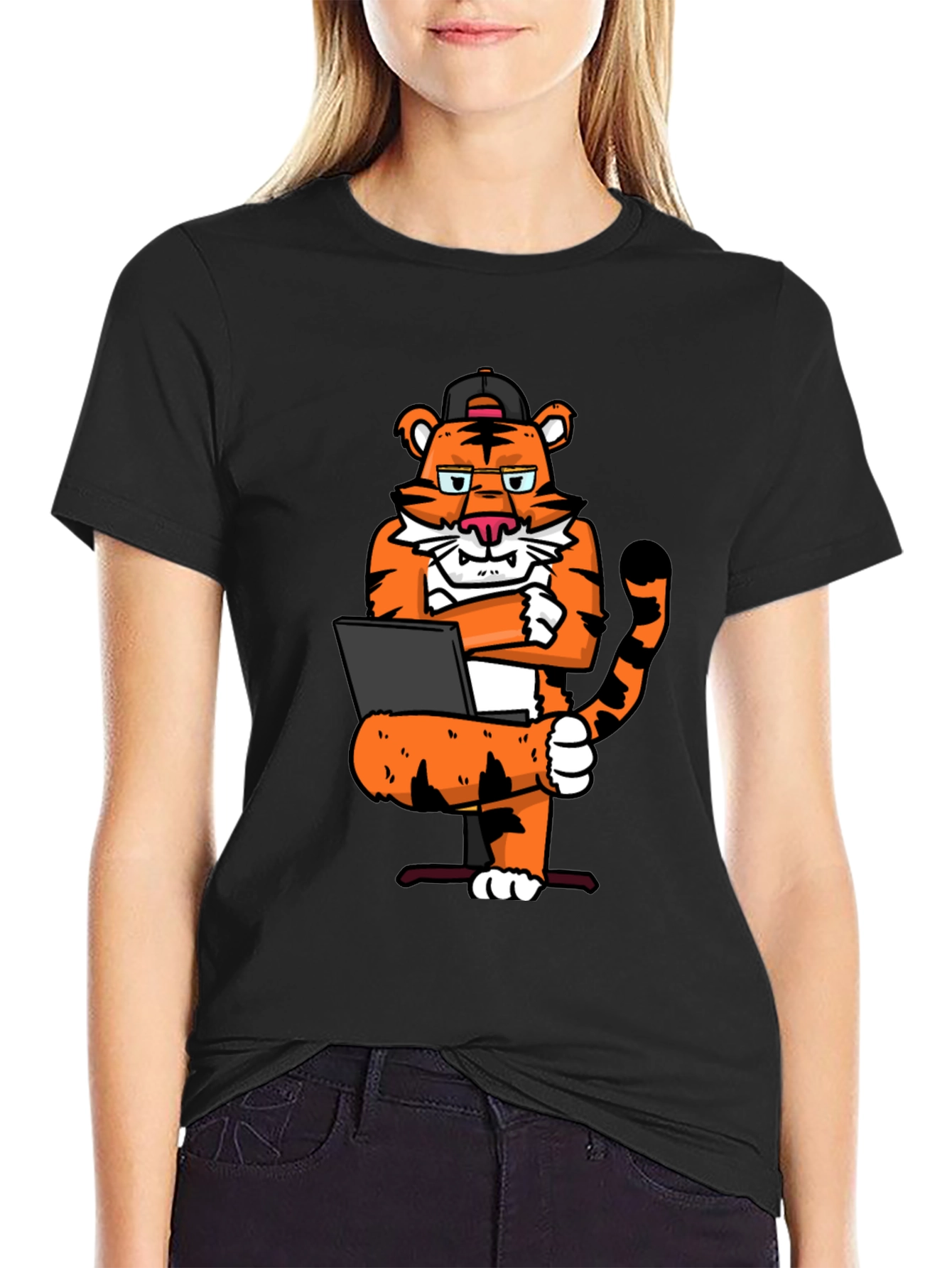 Camiseta Negra con Tigre Programador
