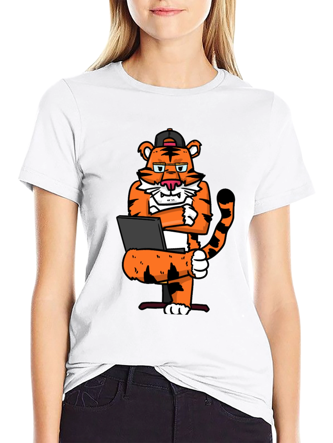 Camiseta Negra con Tigre Programador