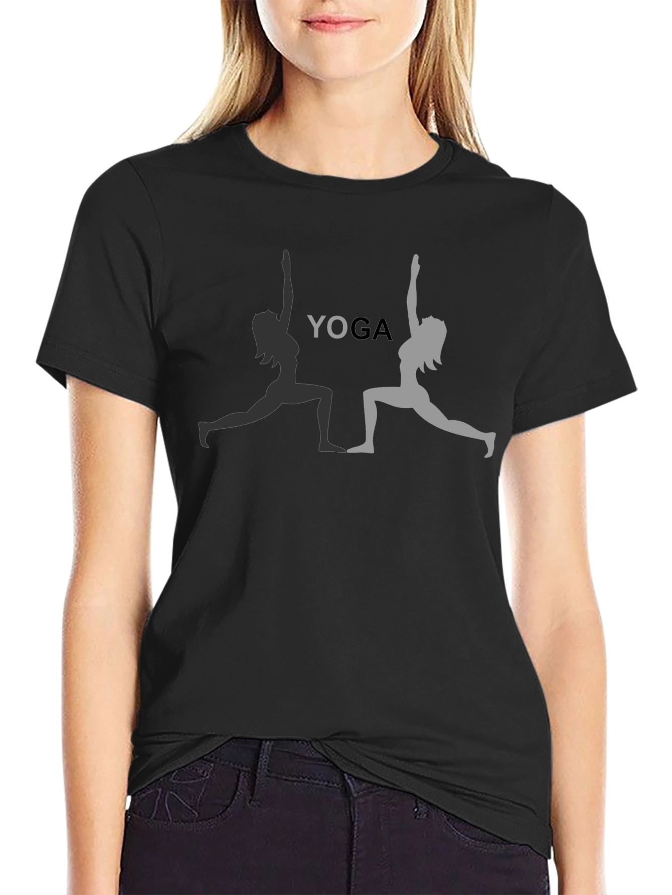 Camiseta Negra Yoga Pose Mujer