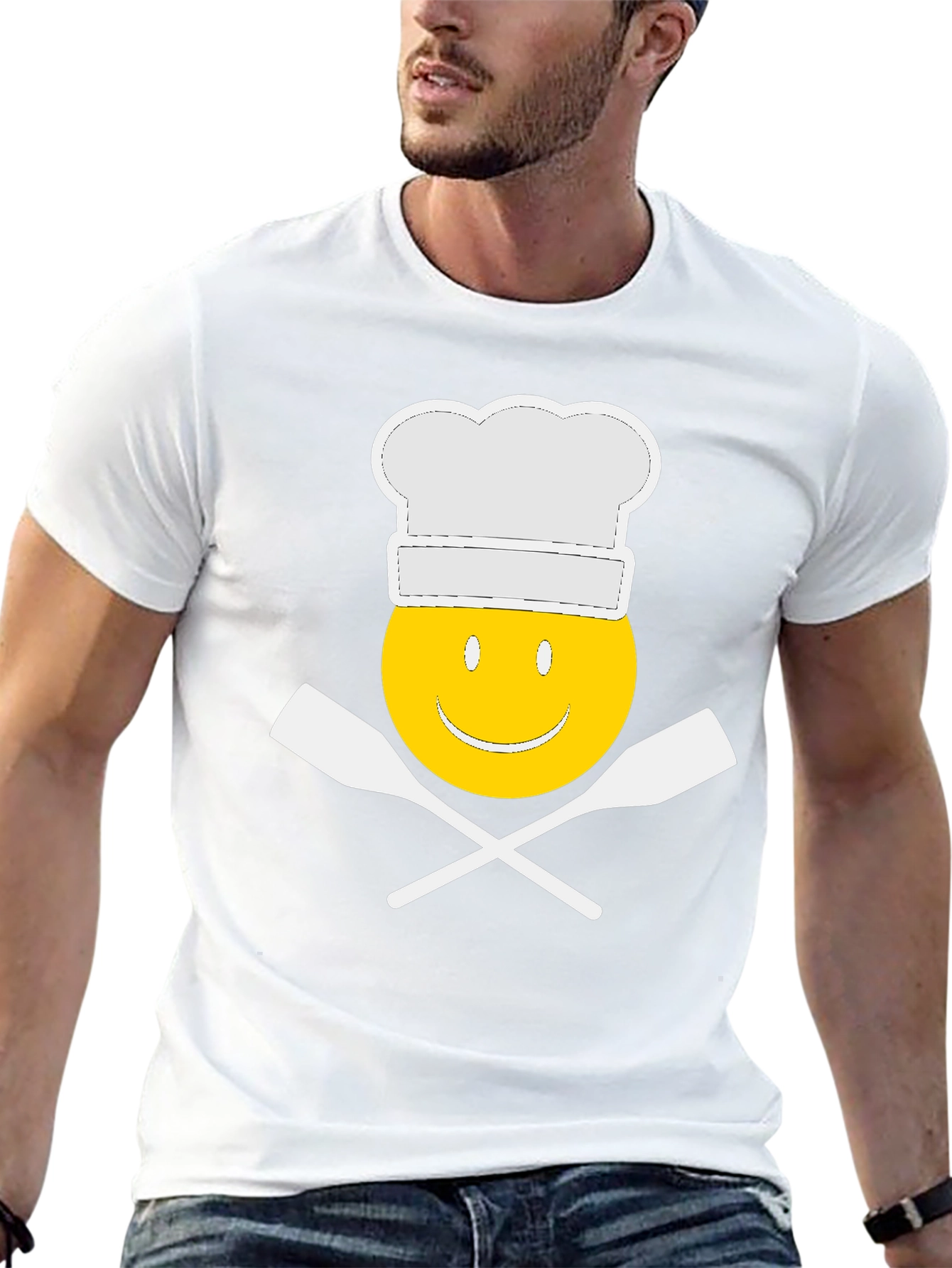 Camiseta Negra Chef Sonriente Divertida