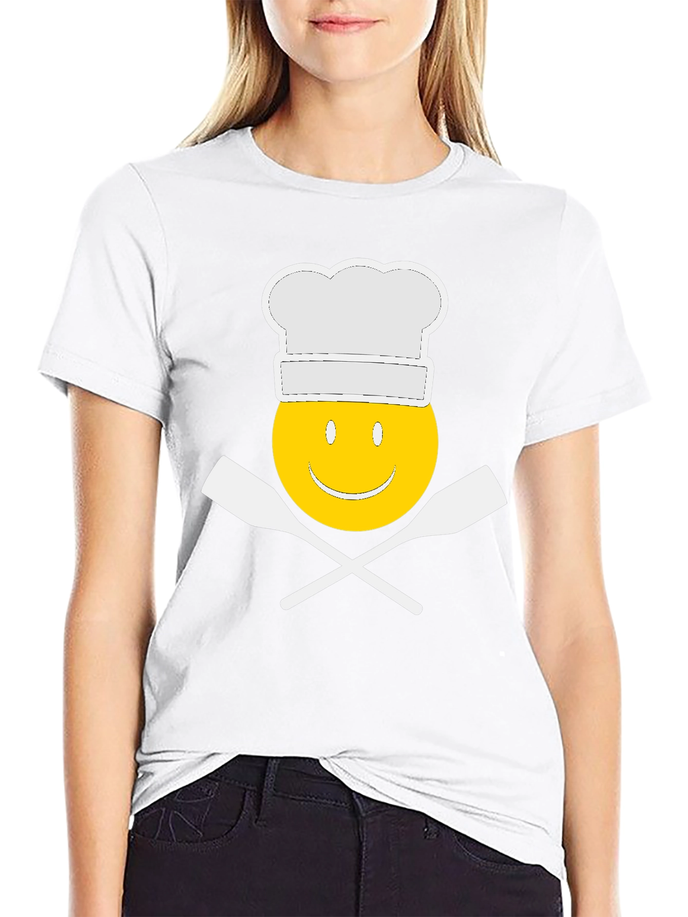 Camiseta Negra Chef Sonriente Divertida