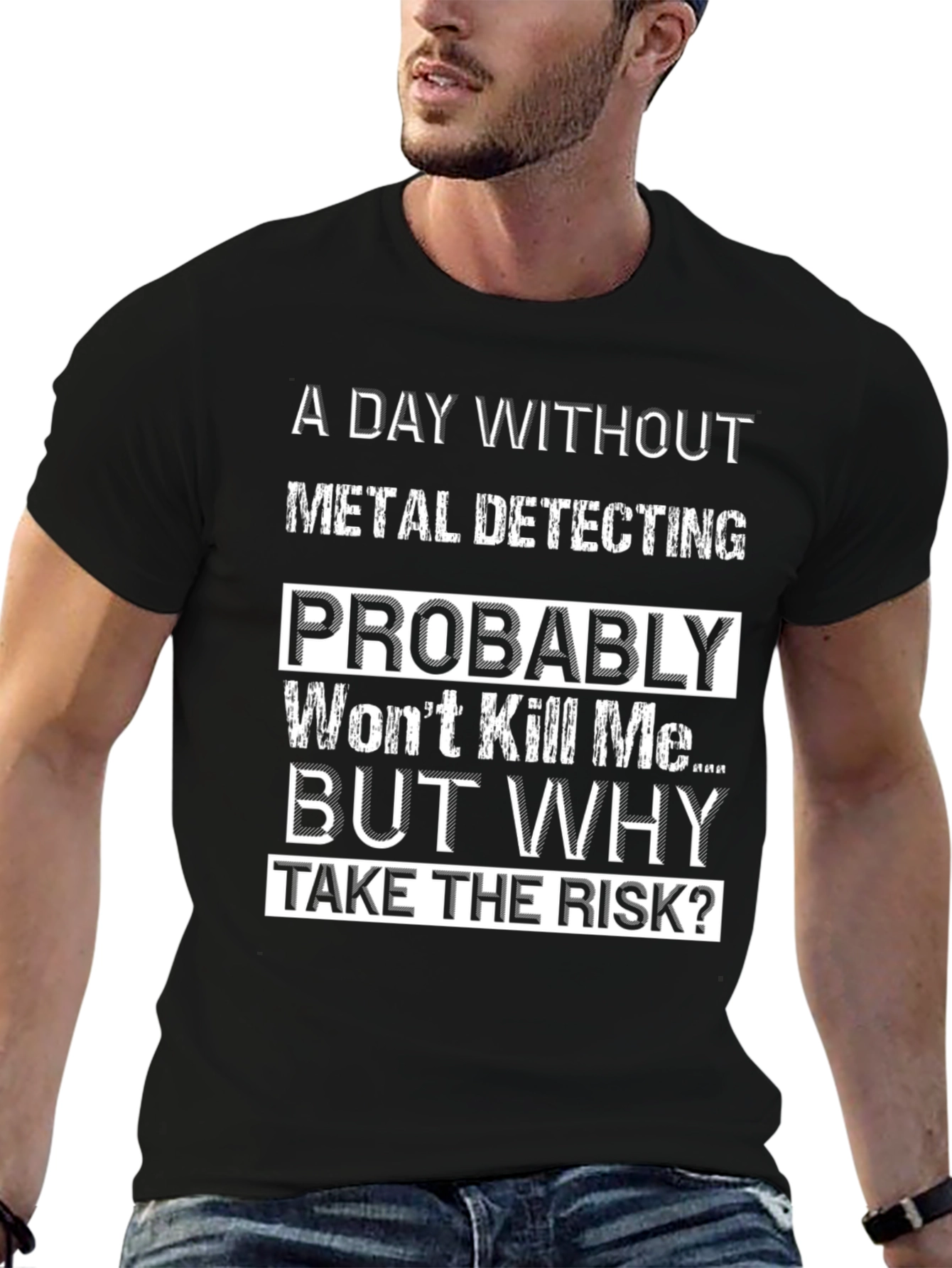 Camiseta Negra con Diseño de Detector de Metales