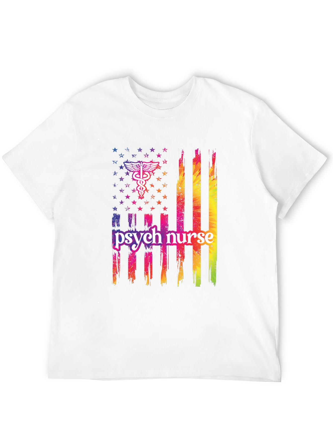 Camiseta Negra Psicóloga Enfermera Bandera USA