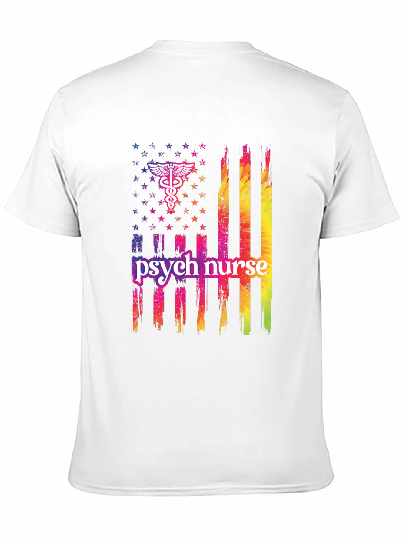 Camiseta Negra Psicóloga Enfermera Bandera USA