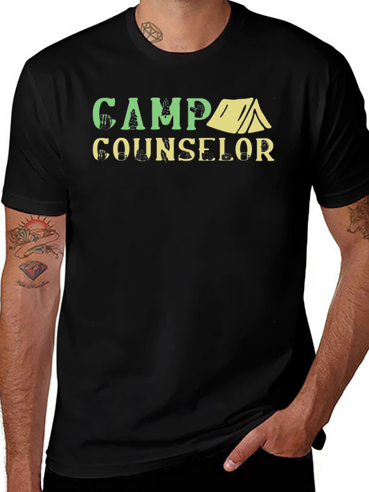 Camiseta Negra Camp Counselor para Aventuras al Aire Libre
