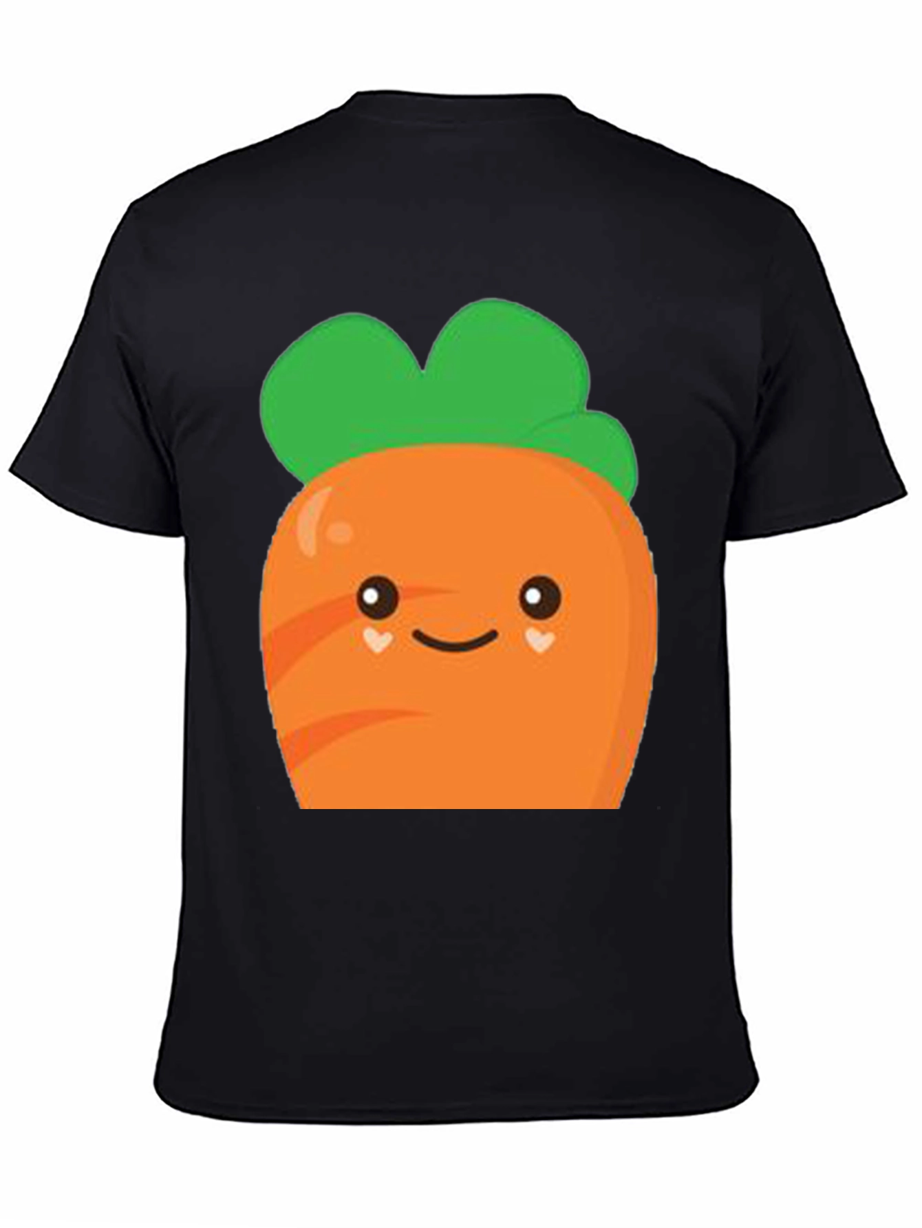 Camiseta Negra con Diseño de Zanahoria Kawaii