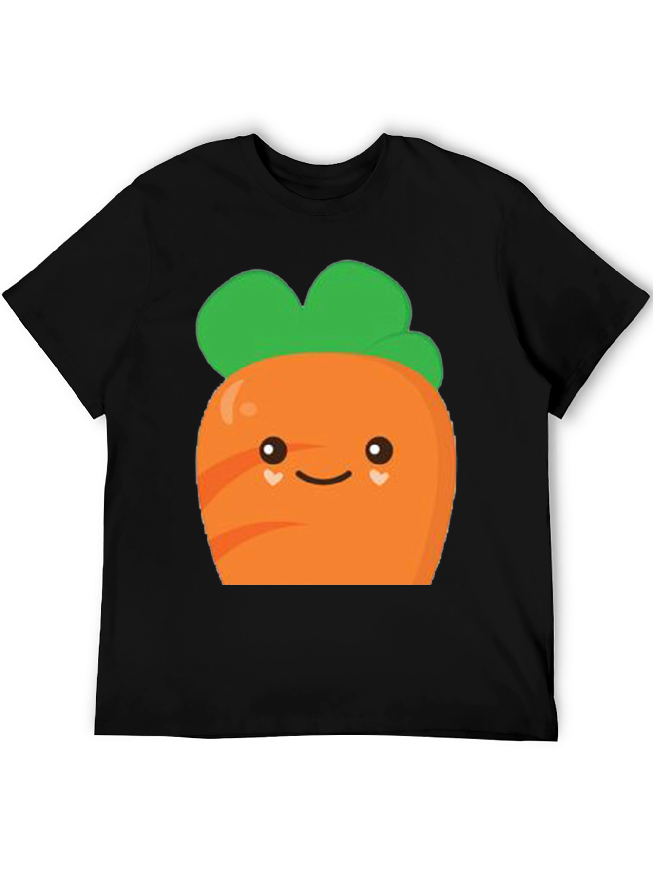 Camiseta Negra con Diseño de Zanahoria Kawaii