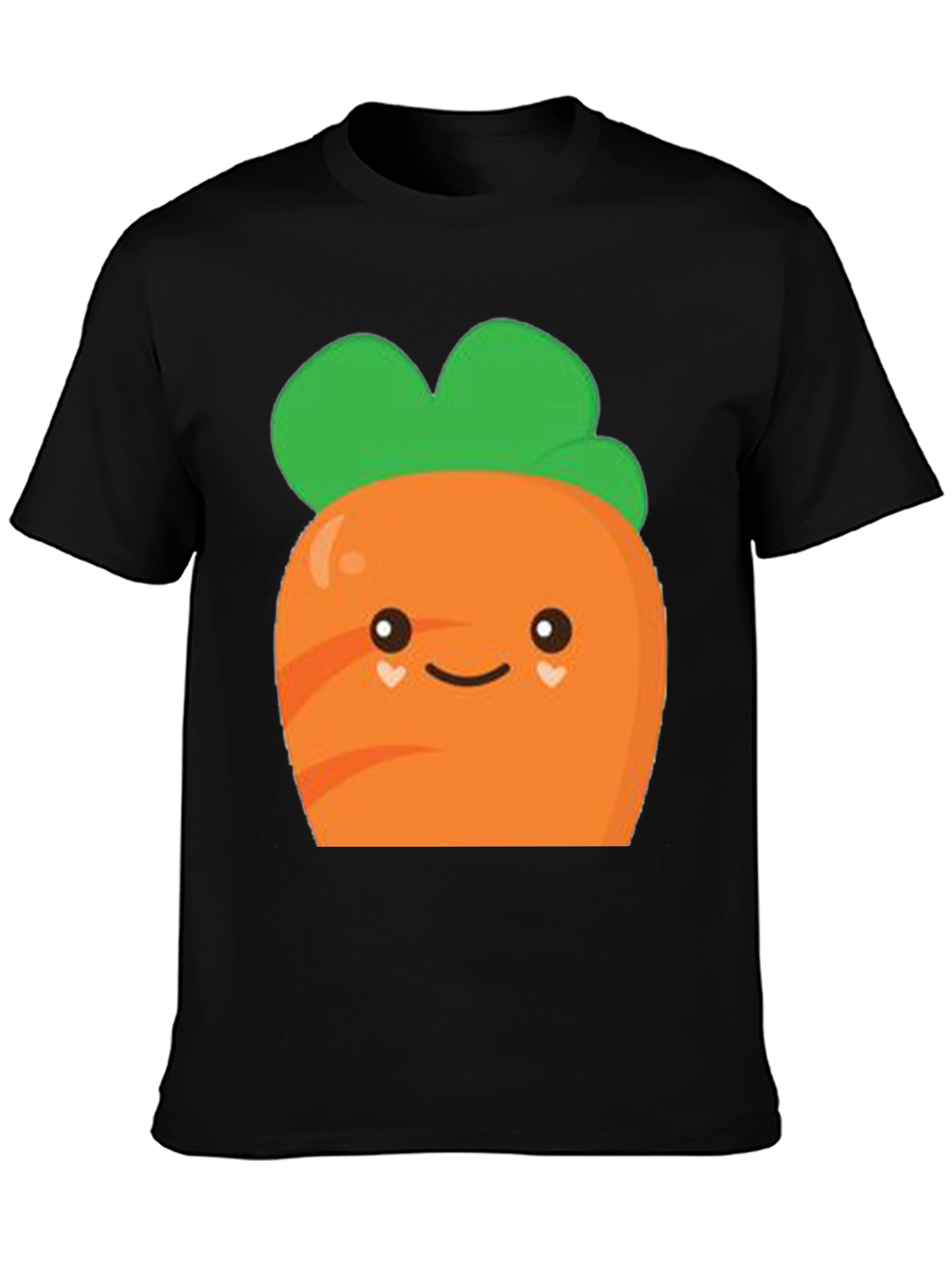 Camiseta Negra con Diseño de Zanahoria Kawaii