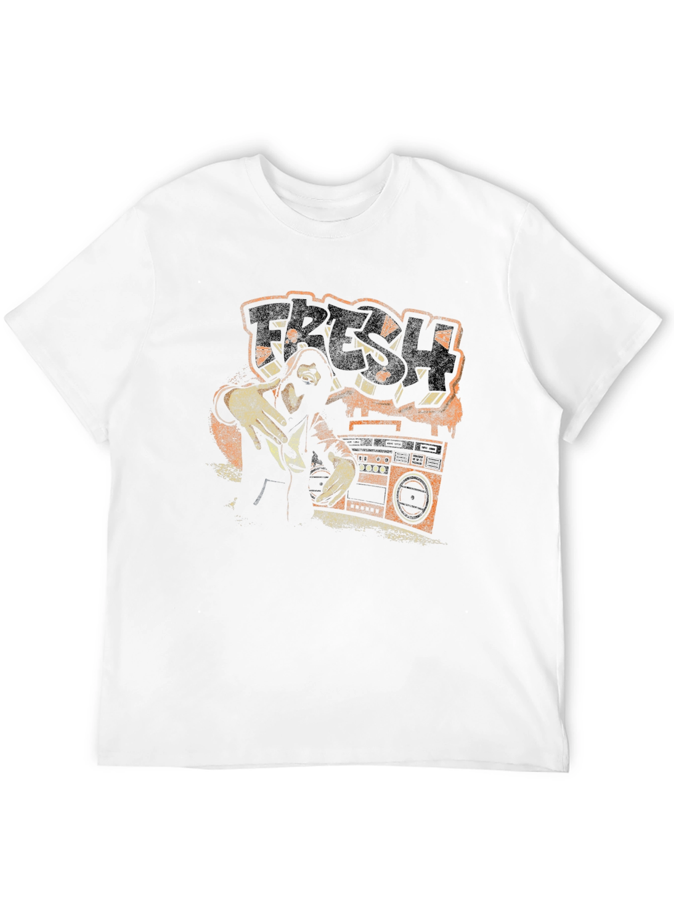 Camiseta Negra con Diseño Gráfico Retro Fresh