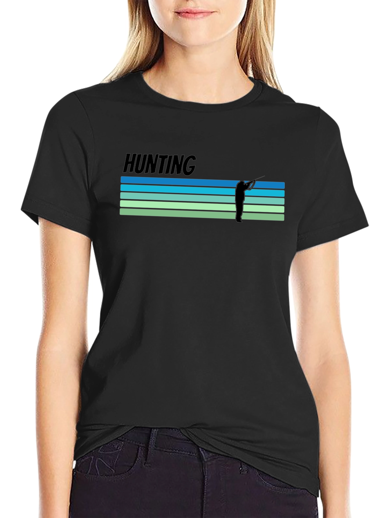 Camiseta Negra Estampada Hunting Caza