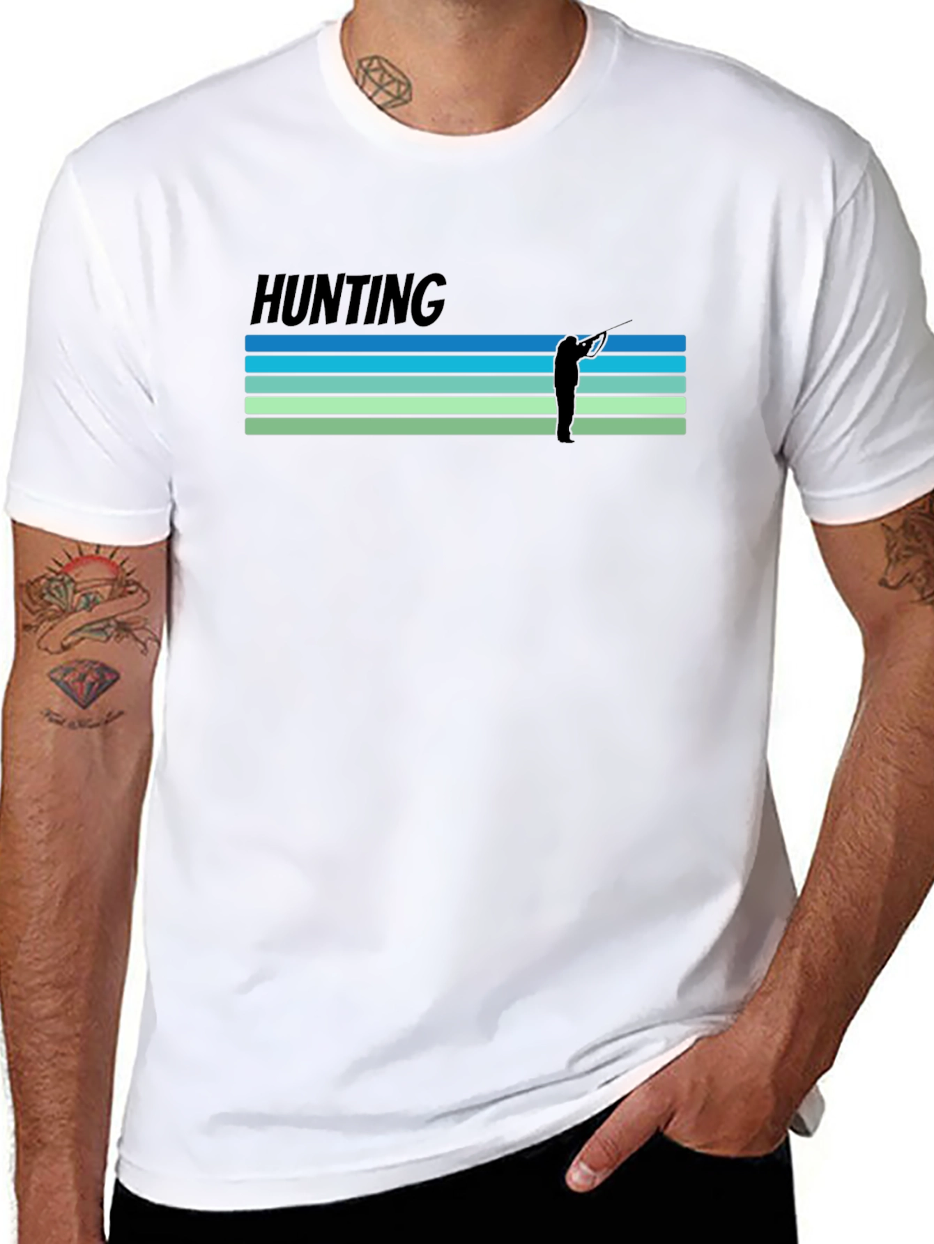 Camiseta Negra Estampada Hunting Caza