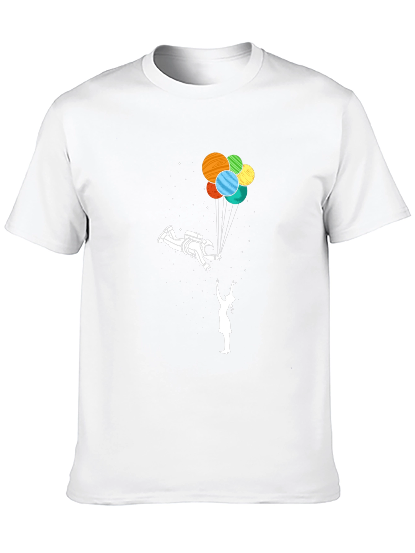 Camiseta Negra Astronauta y Globos