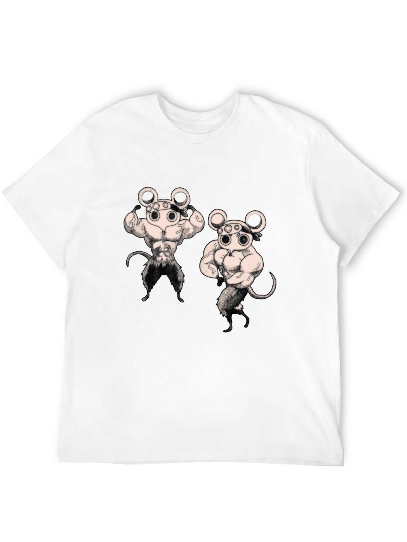 Camiseta Negra con Diseño Musculoso de Ratones